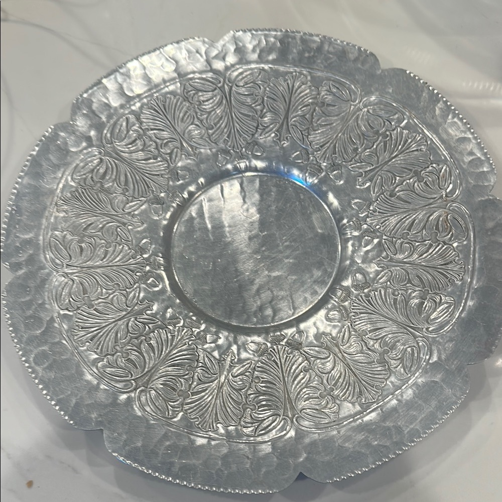 Silver Ornate Serveware Plate for Dining